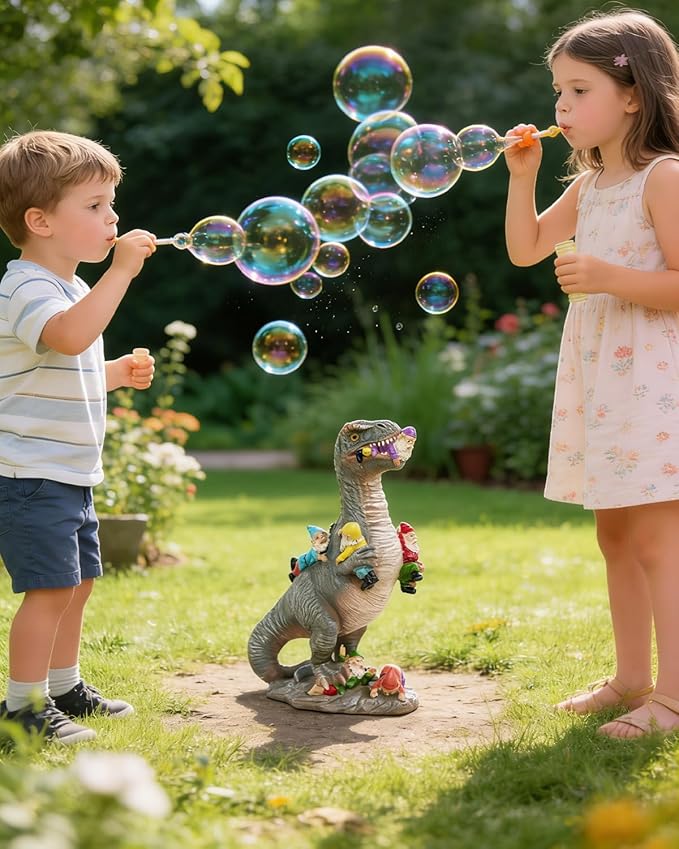 Dinosaur Garden Gnome Statue 12”, Yard Decorations Outdoor Garden Decor, Patio, Lawn Ornament, Gardening Gifts for Women for Housewarming