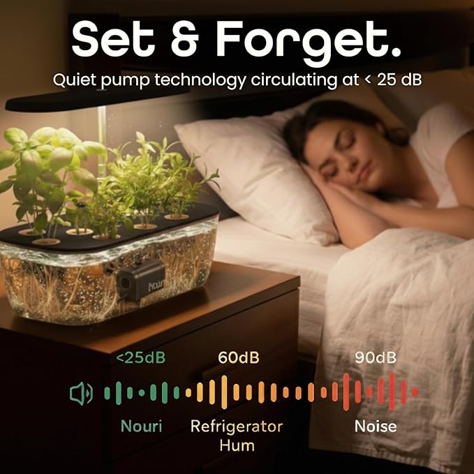 Nouri 12 pod APP Smart Garden for Home Cooks | w/Heirloom Basil | Hydroponics Growing System | LED Grow Lights | Indoor Herb Garden Kit | Herb Growing Kit Indoors for Plant Lovers, Gardeners, Kitchen