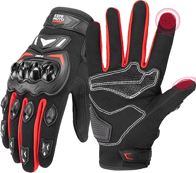 KEMIMOTO Motorcycle Gloves for Men, Touchscreen Cycling Gloves for Outdoor Sports On-Road Off-Road Mountain Motorcycle Motorcross Motorbike Dirt Bike Bicycle Racing ATV UTV