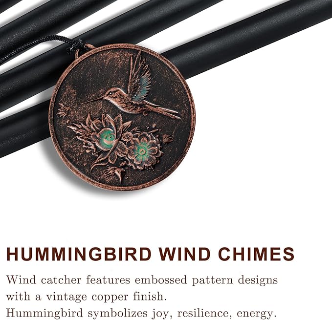 Gabzart Wind Chimes for Outside, Vintage Hummingbird Deep Tone Wind Chime Outdoor Clearance, Patio Porch Balcony Decoration, Garden Hanging Decor Gifts for Women Mom Grandma (32" Hummingbird)