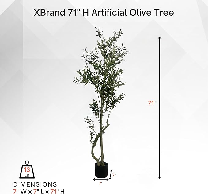 XBrand 70.9-Inches Artificial Olive Tree in Pot for Indoor Outdoor Home Office Store, Great Housewarming Gift