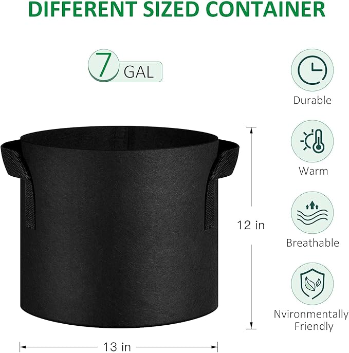 JNYONG 24-Pack 7 Gallon Thickened Non-Woven Grow Bags, Aeration Fabric Pots with Handles