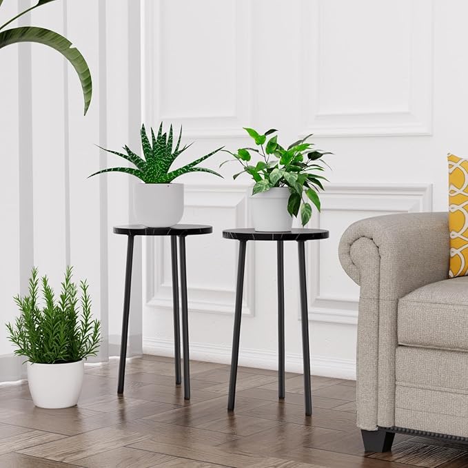 SAKSUN Plant Stand Indoor 2 Pack: Tall Plant Stand 20 Inch Convertible Multi-purpose Flowers Holder - Small Round Side End Table Mid Century Modern Decor - Plant Table for Home Decor
