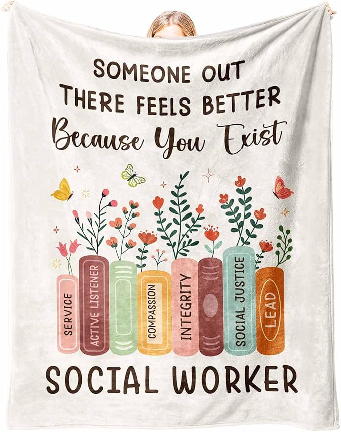Glydein Social Worker Gifts for Women, Flannel Soft Blanket Office Decor, Social Worker Appreciation Graduation Retirement Gifts, Workers Must Haves - 50" x 60"