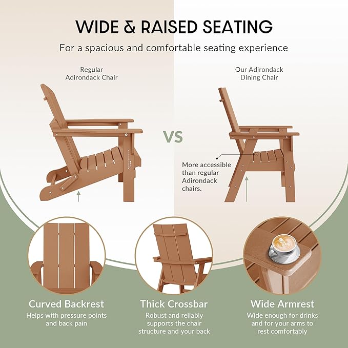 WestinTrends Ashore Outdoor Patio HDPE Plastic Modern Adirondack Dining Chair Teak