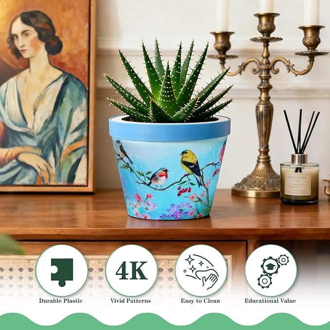 MYLARREN 3D Puzzle Planter, 152 Pcs 3D Puzzle Vases for Adults, Flowers, Small Cute Indoor Plant Pot, Arts and Crafts for Kids 4-6, Adults, Girls, Unique Flower Vases(Bird)