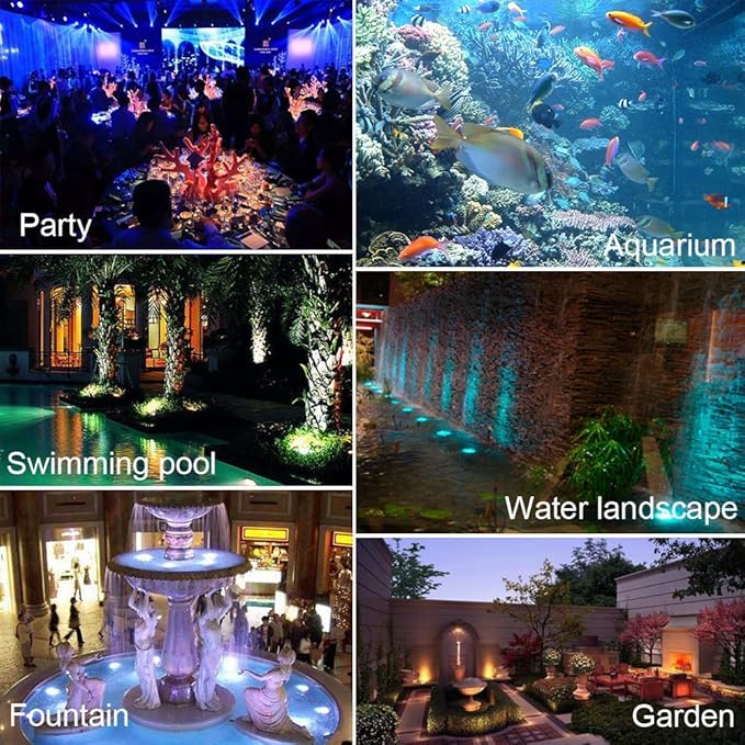 Pond Lights, RGB Outdoor LED Fountain Lights Underwater Landscape Spot Lights IP68 Waterproof Dimmable Memory for Garden Yard Lawn Waterfall (4 Lights)
