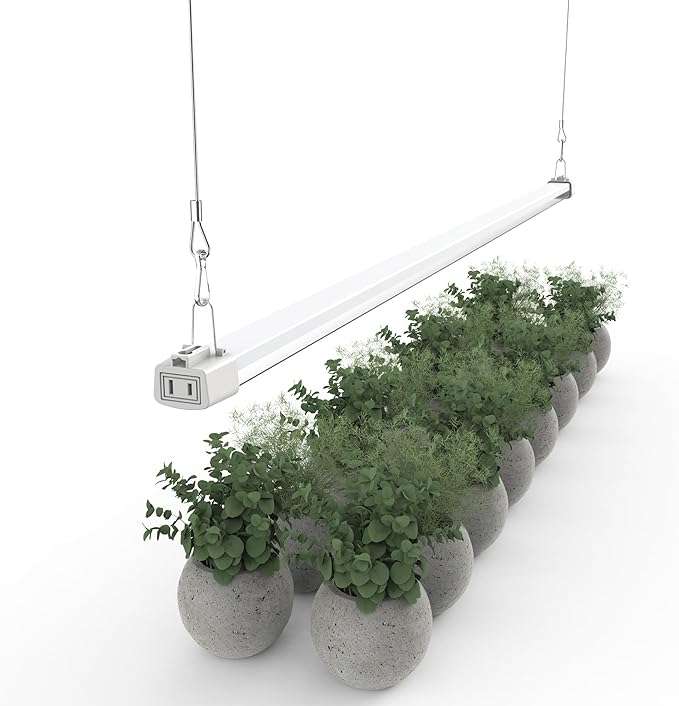 APICDOM LED Grow Light 4FT Full Spectrum Compact Linkable Lighting Fixture for Indoor Greenhouse Year Round Plant Seedlings, Essential Grow Slim Hanging Suspended Strip