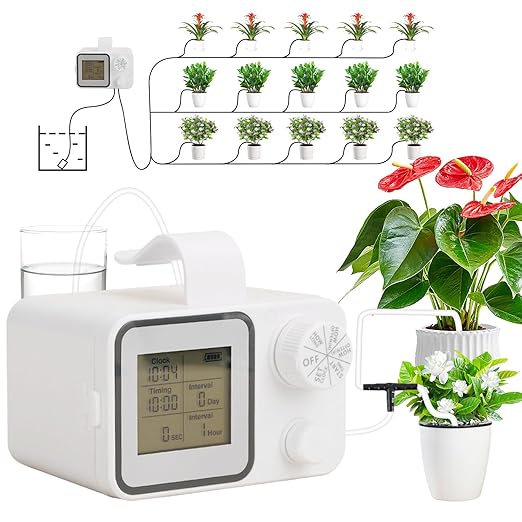 Yuehuam Automatic Watering System for 15 Potted Plants, Automatic Drip Irrigation Kit Smart Plant Watering Devices for Indoor Outdoor, Water Shortage Remind, IPX4