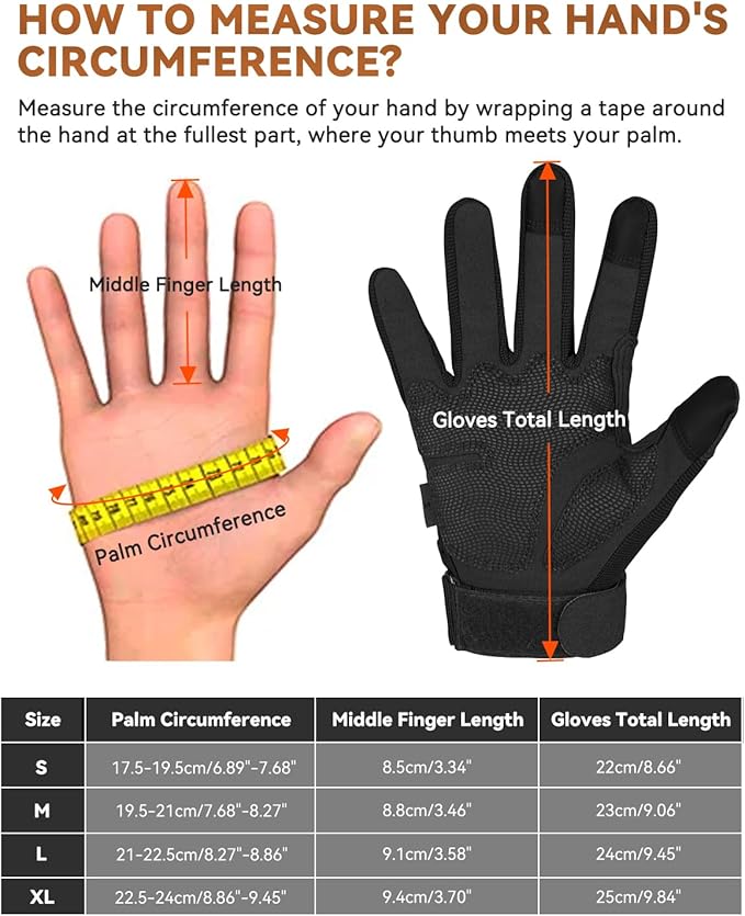 Tactical Gloves for Men, Motorcycle Military Combat Gloves Black Airsoft Gloves Touchscreen for Airsoft Outdoor Hunting Shooting Paintball Work Motorcycling Climbing