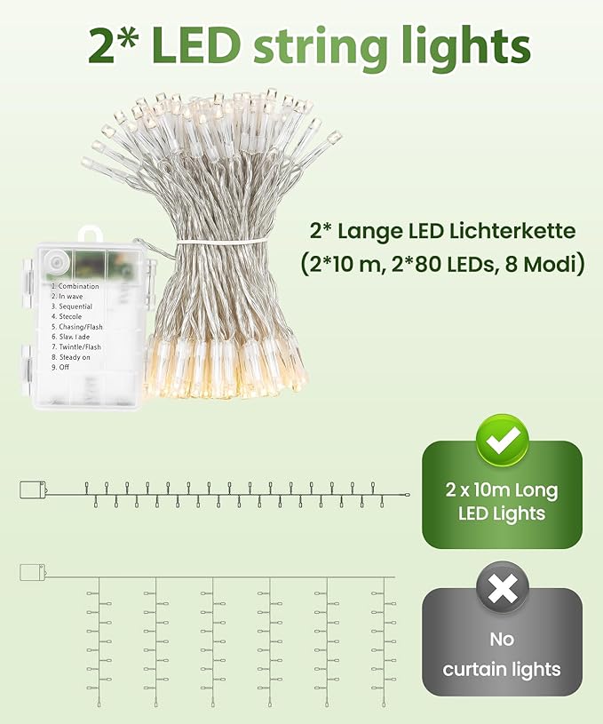 KASZOO 24Pack / Each 82 inch, Artificial Ivy Garland Fake Plants with 160 LED String Light, Green for Wedding Party Garden Outdoor Greenery Wall Decoration