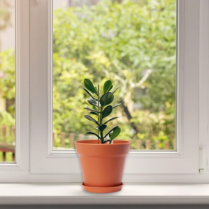 FHWTY 4 inch Plant Pots 16 Pack, Small Plant Pots with Drainage Holes and Tray, Thickened Indoor Planters Seedlings Pots for Flowers, African Violet, Succulent and All House Plants, Terracotta