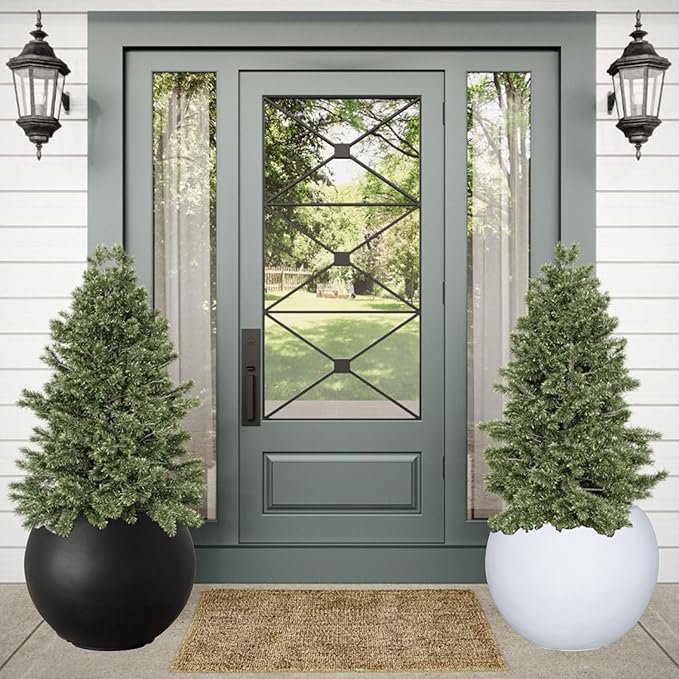Panlaolao 17 H x 21" Dia (15" Pot Opening) Round Fiberstone Planter with Drainage Hole, White, Indoor/Outdoor Large Plant Pot for Home Patio Garden, Ideal for Large Plants