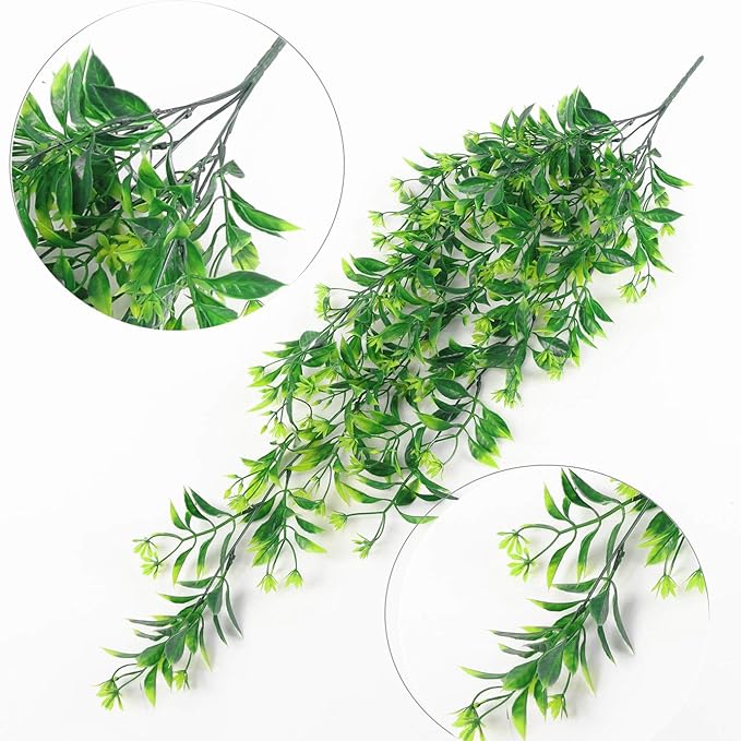 PASYOU Artificial Hanging Ivy, Vine Plastic Plants Grass Leaves Foliage Vines, UV Resistant Greenery Fake Flowers for Home Indoor Outdoor Garden Door Wall Wedding Party DIY Decoration - Green 4 Pack