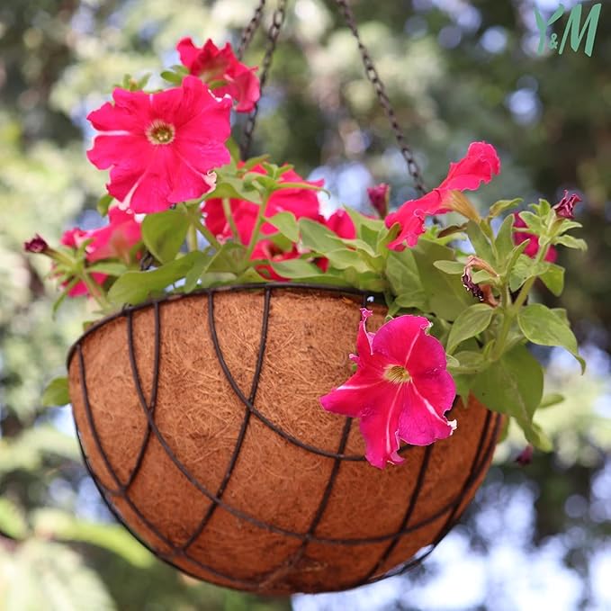 Y&M 4pcs 18“ Round Coconut Fiber Liner, 18'' Coco Liner Pre-Formed Replacement for Wall Hanging Planter Basket