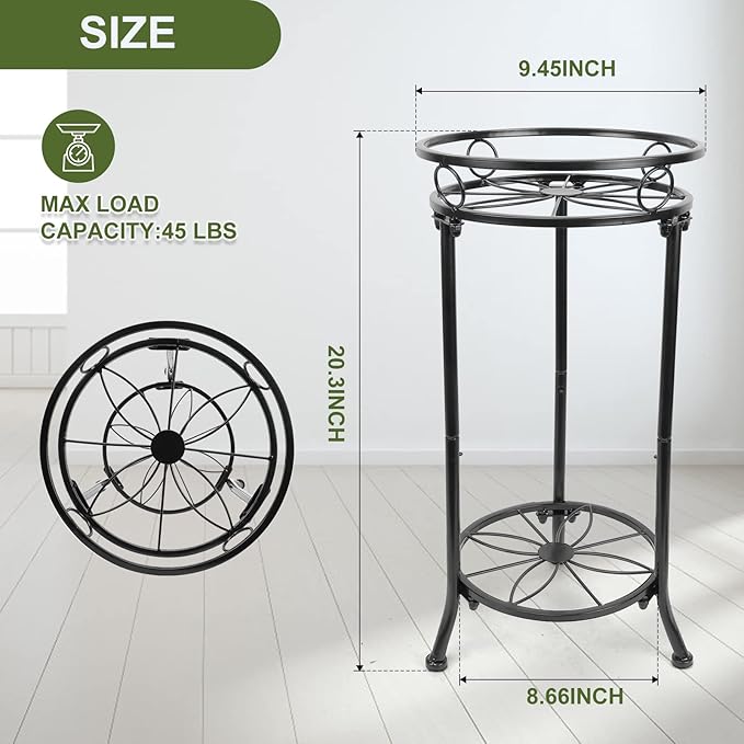 YHIJURS 2 Pack Plant Stand Indoor Outdoor,20.3'' 2-Tier Metal Tall Plant Stands,Flower Pot Holder, Plant Rack, Display Shelf for Home Garden Office Patio Balcony