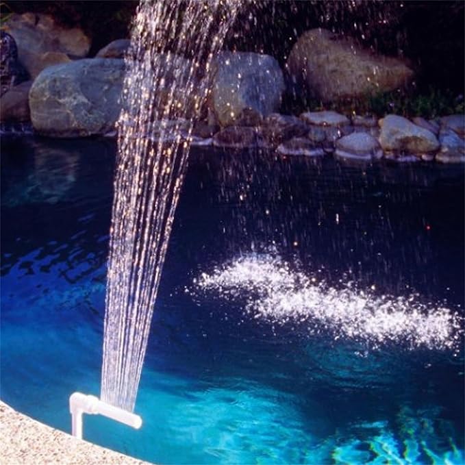 Pool Fountain above Swimming Pools,Pool Waterfall Spray Pond Fountain,Water Fun Sprinklers above In Ground Swimming Pool Decor, Fun Pool Waterfall Sprayer for Backyard Outdoor, White