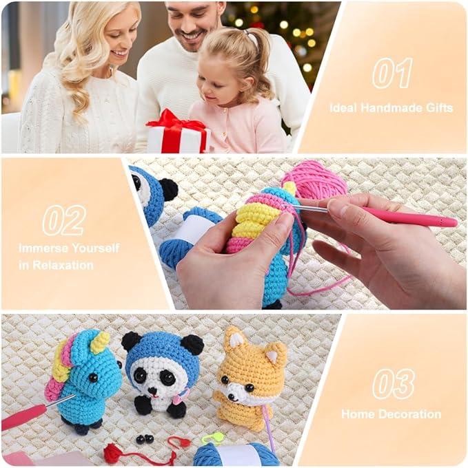 Fox Amigurumi Crochet Kit for Beginners - Forest Friends Animal DIY Starter Set with Slow-Motion Video Guides | Premium Non-Fraying Tube Yarn & 40% Extra Material | Creative Craft Keepsake Gift