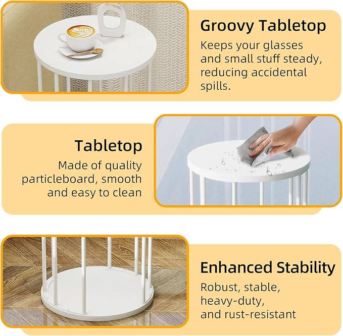Leinade Plant Stand Indoor,small plant stool,Flower Pot Corner stand holder,Mid Century Heavy Duty Metal Tall Home Decor,Modern Round End Table,Small Rustic Display Stand for Living Room,Bedroom(White,18In)