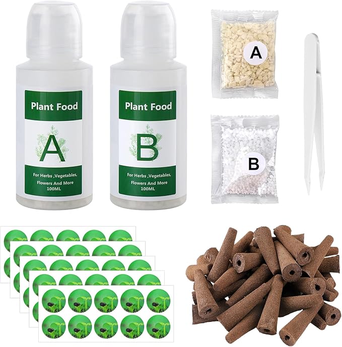 Bigmeta Hydroponic Pods Compatible with Aerogarden - Seed Sforprout Pods Kit with Plant Food, 50pcs Grow Sponges, Pod Labels, for Most Indoor Hydroponics Growing Plants System