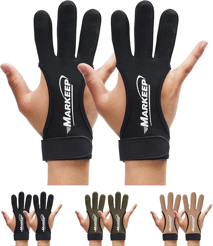 Archery Gloves 2 Pack Shooting Hunting Leather Guard 3-Finger Guard for Youth Adult Man Woman and Beginner Recurve Arrow Bow Archery Protective Gear Accessories