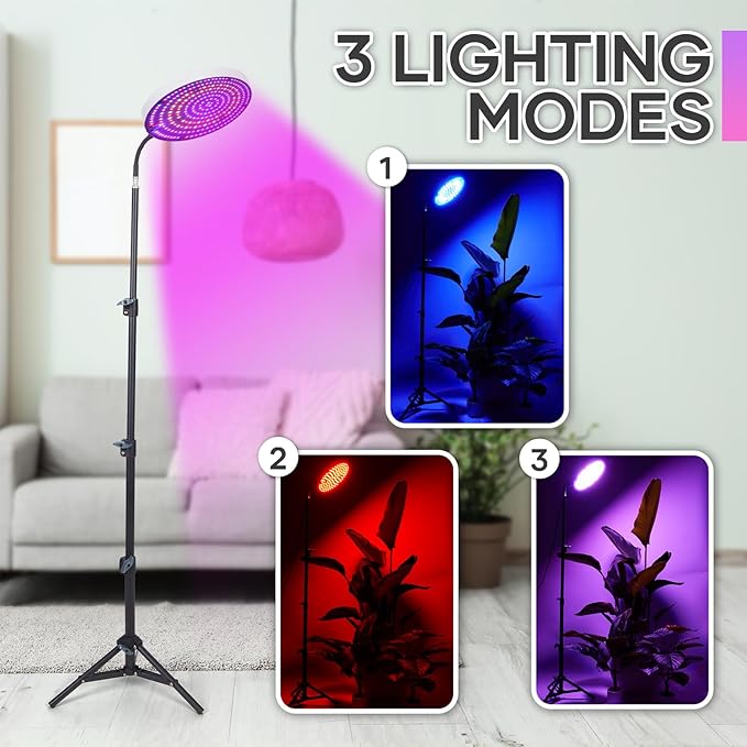 IAFENGE Grow Light with Stand,288 LEDs Full Spectrum Plant Light for Indoor Plants,Tripod Standing Grow Lights for Indoor Plants,3 Modes Floor Grow Plant Lamp for Plants Greenhouse Veg Bloom Light