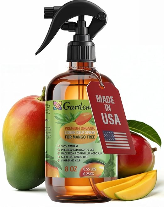 GARDENERA Professional Organic Liquid Kelp Spray for Mango Trees Plants - 8 oz - Ready-to-Use Fully Organic Seaweed & Kelp Fertilizer Mist