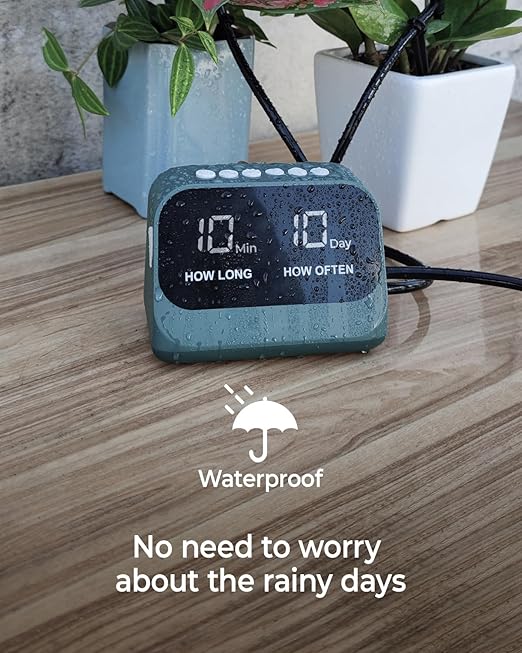 Automatic Watering System for Potted Plants, Plant Waterer, DIY Drip Irrigation Kit with Smart Timer, Waterproof LED Display & Large Capacity Battery, Precise Distribution of Water (Green)