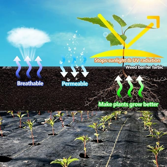 4FT x 100FT Weed Barrier Landscape Fabric, 3.2oz Premium Heavy Duty Garden Cloth, Ground Cover for Gardening, Farming