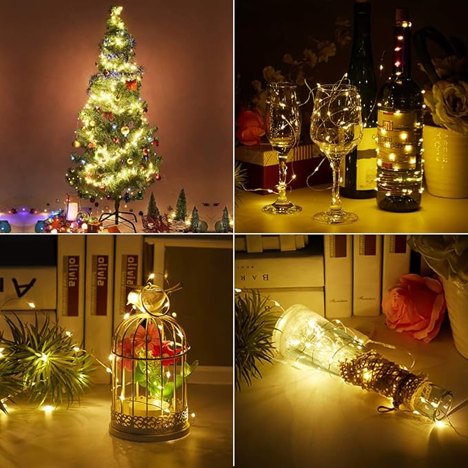 LIIDA LED Fairy String Lights, 12-Pack 20 Micro Lights On Silver Copper Wire (Batteries Include) for DIY Wedding Centerpiece, Mason Jar Craft, Christmas Tree, Garlands, Party Decoration (Warm White)