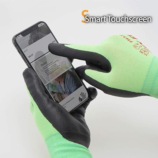 DEX FIT Nitrile Work Gloves FN330, 12 Pairs, 3D-Comfort Stretchy Fit, Firm Grip, Thin & Lightweight, Touch-Screen Compatible, Durable, Breathable & Cool, Machine Washable; Green S (7)