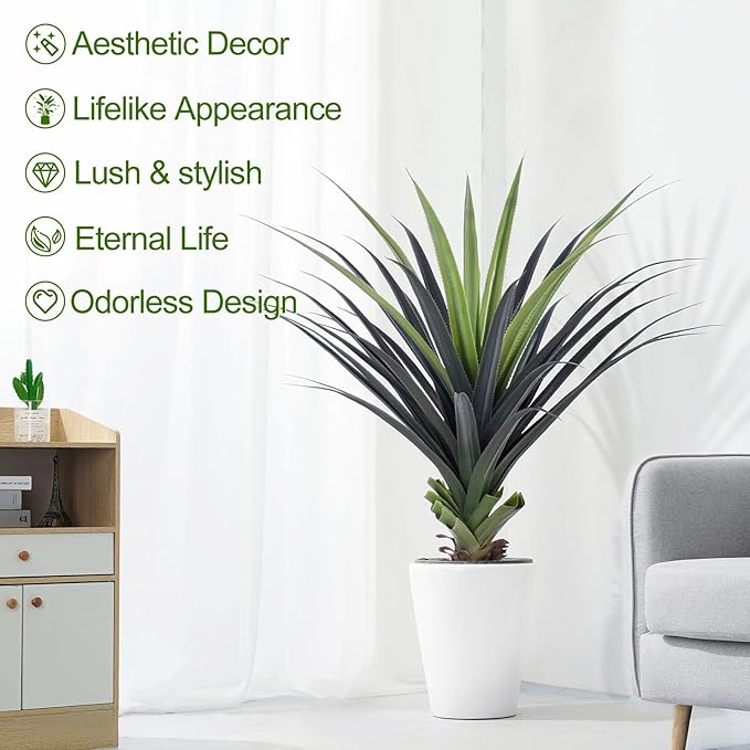4ft Artificial Spiked Agave Plant, 48inch Faux Agave Plants Indoor Realistic Floor Plant Perfect for Front Porch, Patio, Indoor Outdoor Home, Office Decor (Set of 2)