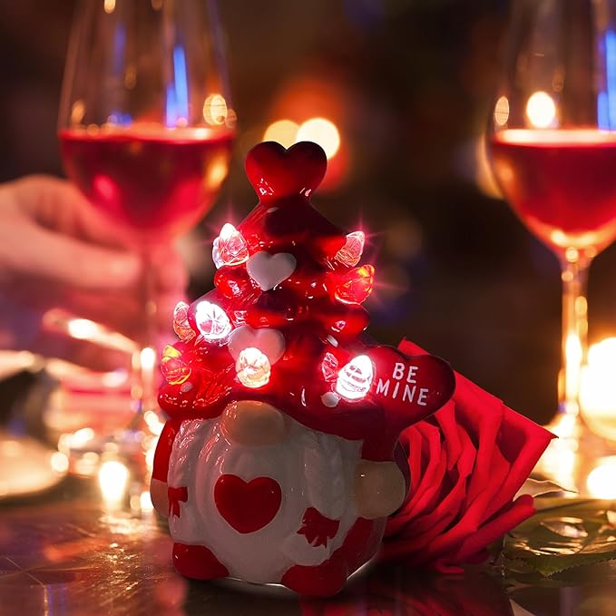 Valentines Day Decorations, Small Valentines Day Gnomes Ceramic Tree Decor, Valentine Gnomes Decor, Valentine's Day Decorations, Valentine Ceramic Tree Decoration for Home, Table