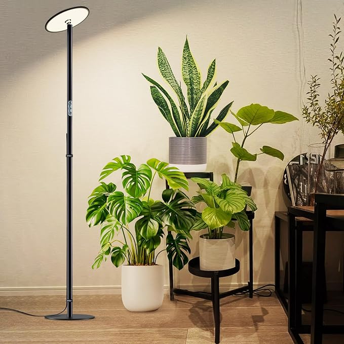 AJABotanics 69” Tall Grow Lights for Indoor Plants Full Spectrum, 40W Sunlike Standing Plant Lights for Indoor Growing, 10-Level Dimmable, Adjustable Height for Various Plant Sizes