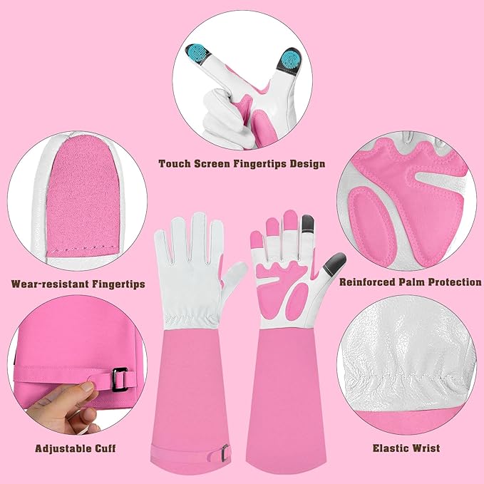 SLARMOR Long-Gardening-Gloves for Women/Men - Thorn Proof Rose Pruning Gloves Heavy Duty Gauntlet, Best Garden Gifts for Gardener-L