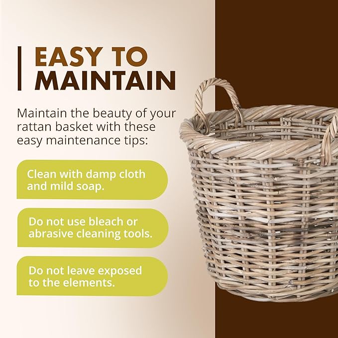 Kouboo Kobo Rattan Round Planter, Gray Decorative Storage Basket