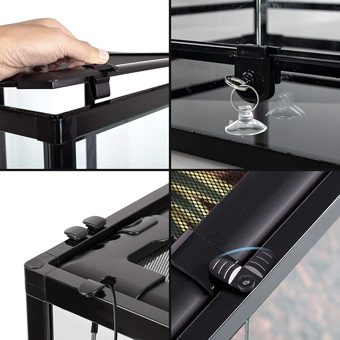 REPTI ZOO 50 Gallon Reptile Glass Terrarium Tank Double Hinge Door with Screen Ventilation Large Reptile Terrarium 36" x 18" x 18"(Knock-Down)