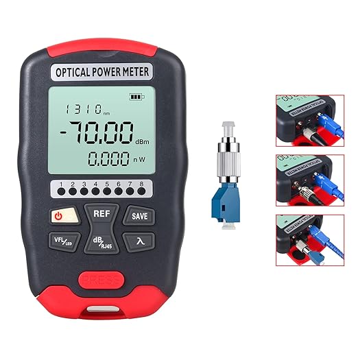 Duogalia Fiber Optic Tester Portable Fiber Light Meter FC/SC/ST Universal Interface Fiber Tester Built-in 15Km Visual Fault Locator (OPM&VFL) with 1pc FC to LC Adapter