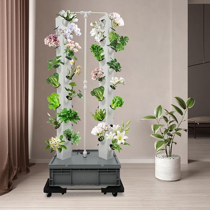 Hydroponics Growing System Kit,56 Pods Vertical Indoor Smart Garden Kit, Indoor Herb Garden with Wheels, Plant Germination Kit for Vegetable Fruit (56 Holes)