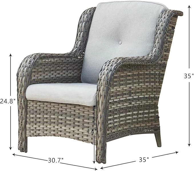 HUMMUH Outdoor Furniture 5 Pieces Patio Furniture Set Wicker Outdoor Sectional Sofa with 2 Patio Chairs,Ottomans