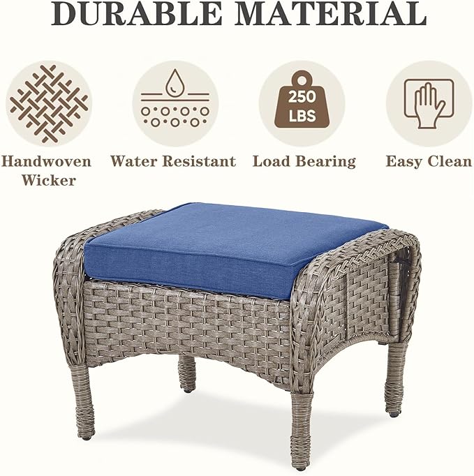 Belord 6 Pieces Patio Rocking Chairs Outdoor Furniture Set with Outdoor Couch and Ottoman Conversation Patio Furniture Set Perfect for Deck Sunroom Backyard