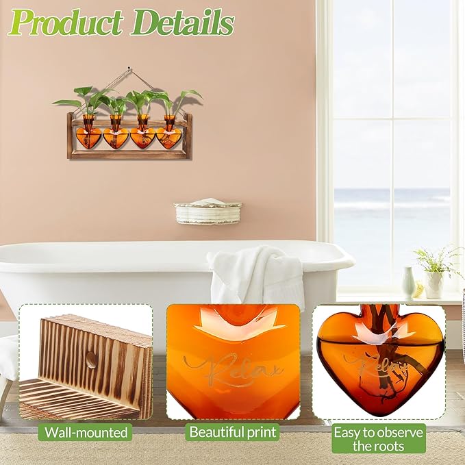 CYZglass Plants Propagation Stations Plant Terrarium Kit for Bathroom Glass Planters for Indoor Plants Bathroom Decor Accessories - Relax Soak Unwind Breathe