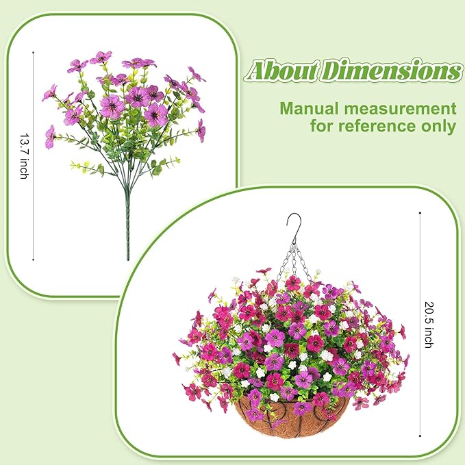 Artificial Fake Flowers Basket for Spring Outdoor Decor, Faux Mums Floral Hanging Plant for Summer Outside Decor, Silk Daisy with Eucalyptus Leaves for Home Patio Garden