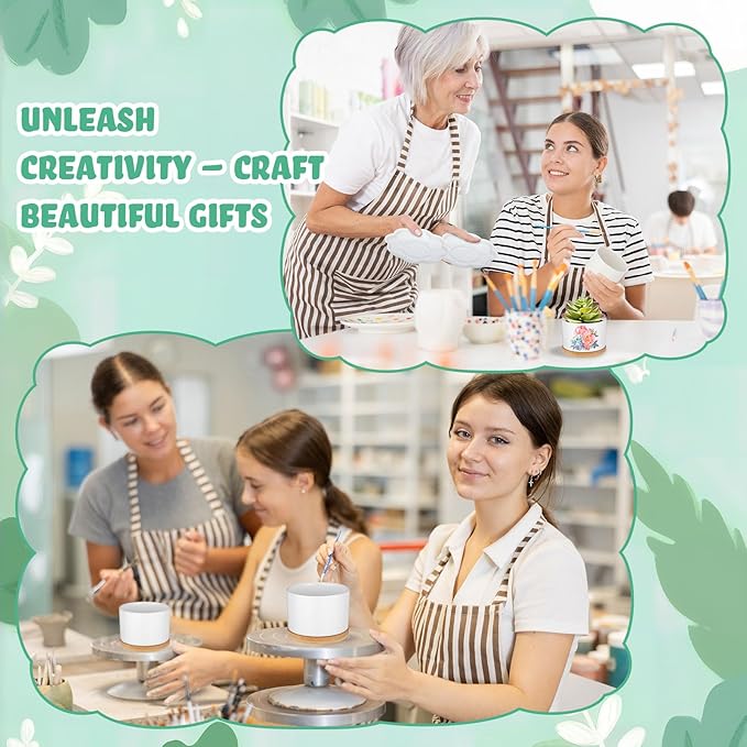 SiliFine 12 Sets DIY Ceramic Succulent Pots Painted Ceramic Flower Pots with Drainage Holes, Paints, Brushes, Palettes, Trays for DIY Event Adults Craft Birthday Gifts