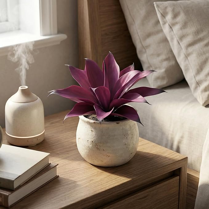Artificial Agave 15In Faux Agave Fake Greenery Outdoor Artificial Plant Fake Plant for Indoor Home Decoration Plastic Plant Outdoor Decoration Front Porch Decor Simulation Plants 2Pack,Purple