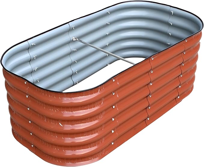 Raised Metal Garden Beds, Galvanized Steel, 47x24 inches, 2 Heights Available, Garden Green or Terra Cotta (Copper Brown, 47.2" × 23.6" × 17")