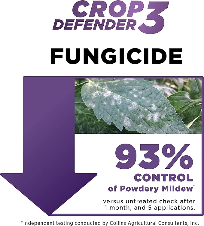 Grower's Ally Crop Defender 3 - Ready-to-Use Miticide, Insecticide, Fungicide Control for Plants - OMRI Listed Natural Garden Safe Spray for Powdery Mildew, Spider Mites, Russet Mite Killer - 24 Oz
