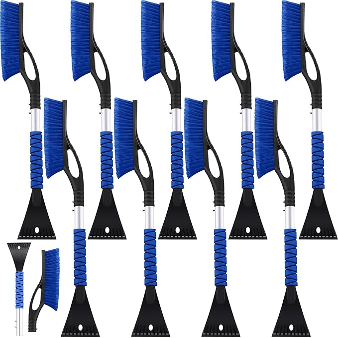 Gisafai 10 Pack 27" Snow Brush and Detachable Ice Scraper Snow Removal Car Brush with Comfortable Foam Grip for Car SUV Truck Windshield Window (Blue)