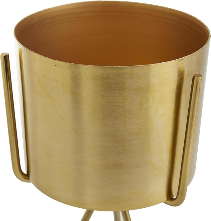 CosmoLiving by Cosmopolitan Metal Indoor Outdoor Planter Small Small Planter Pot with Removable Stand, Set of 2 Planters 12", 9"H, Gold