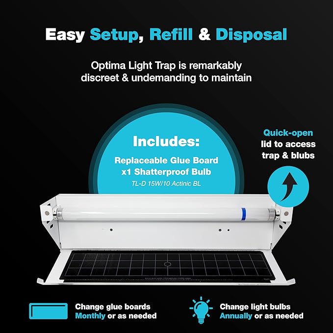 Catchmaster Vector Optima White, UV Light Fly Traps for Home, Gnat Traps for House Indoor, Shatterproof Bulbs, UV Lamp Insect Killer, Bug Catcher for Kitchen, Garage, & Warehouse